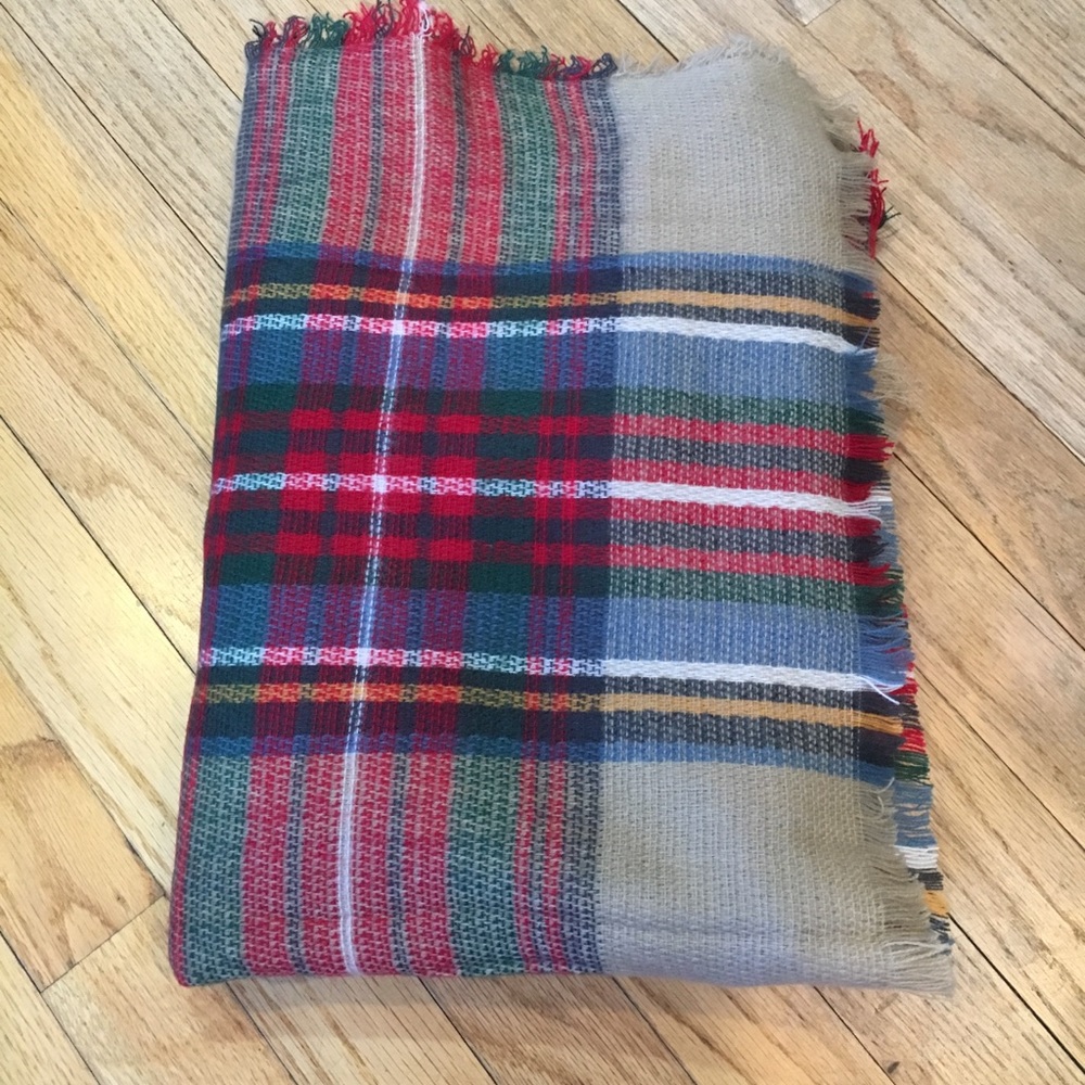 Plaid blanket scarf